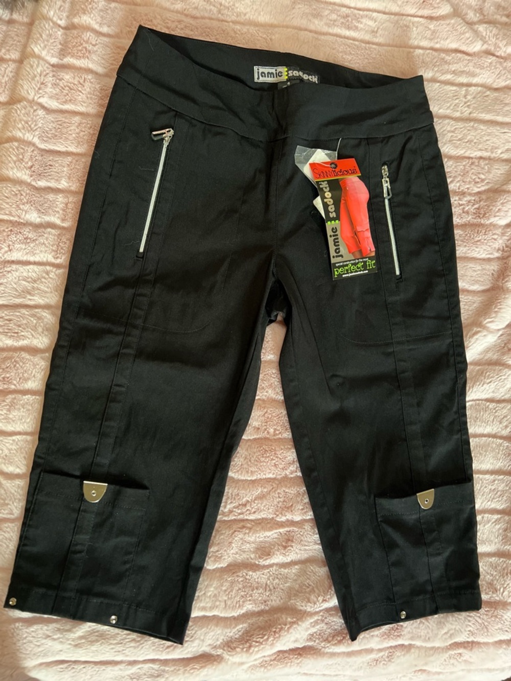 jamie sadock Black Cargo Capri Pants with Zip Pockets
